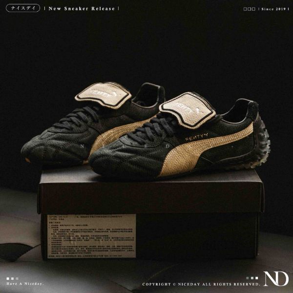 NICEDAY 代購 FENTY x PUMA AVANTI LS Rihanna 蕾哈娜 聯名 黑金 金 黑 麂皮 黑魂 404778-01