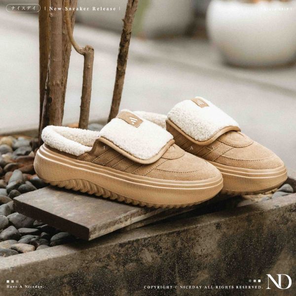 NICEDAY 代購 ADIDAS GRAND COURT MULE 毛毛 拖鞋 穆勒鞋 翻蓋 鞋舌 女鞋 棕色 可可 大麥 JS4998