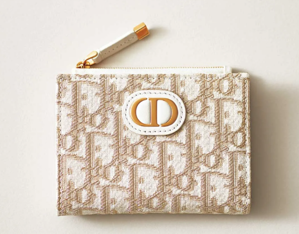 圖片 《在台現貨快速到貨 》Dior 金色調 Dior Oblique 緹花 經典短夾