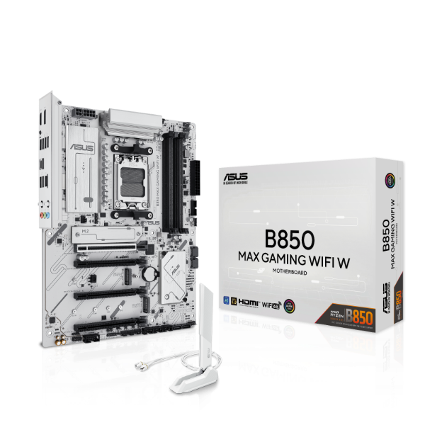 圖片 華碩 B850 MAX GAMING WIFI W(ATX/LAN2.5G+無線/註五年/銀白)獨家.8+2+1相