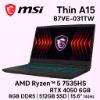 圖片 MSI Thin A15 B7VE-031TW 微星戰鬥電競筆電/R5-7535HS/RTX4050 6G/8GB DDR5/512GB PCIe/15.6吋 FHD 144Hz/W11/藍色背光電競鍵盤🎈送保護套/滑鼠墊/鍵盤膜🎈