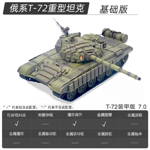圖片 [酷飛] 恆龍遙控主戰T72坦克金屬履帶式可發射軍事模型玩具電動裝甲戰車基礎版