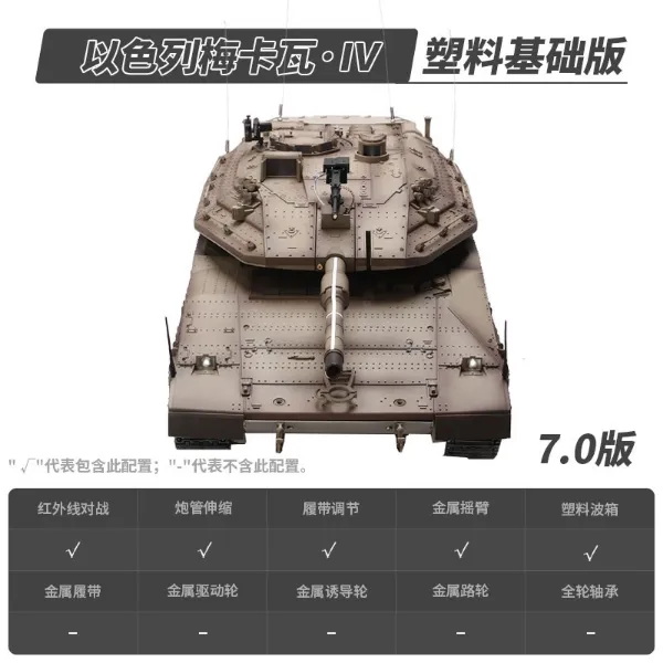 圖片 [酷飛] 恆龍遙控坦克梅卡瓦發射金屬履帶超大成人電動軍事模型男孩玩具車基礎版