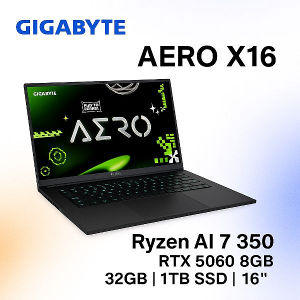 圖片 ⭐️GIGABYTE 技嘉AERO X16 1VH93TWC64AP 16吋AI筆電 太空灰 (Ryzen AI 7 350/GeForce RTX 5060 8G/32G/1TB/W11P)⭐️