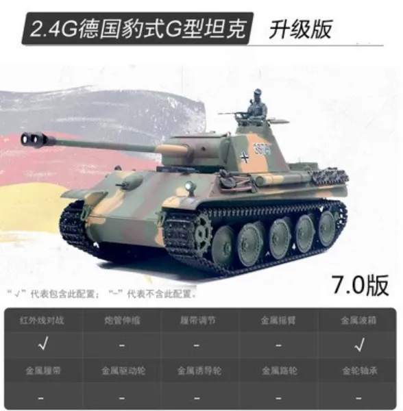 圖片 [酷飛] 恆龍遙控金屬坦克德國豹式G型玩具車軍事模型男孩電動遙控車3879升級版