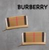 圖片 ［SKR精品服飾］BURBERRY 格紋拼接牛皮 奶茶色 錢包 拉鏈長夾