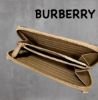 圖片 ［SKR精品服飾］BURBERRY 格紋拼接牛皮 奶茶色 錢包 拉鏈長夾