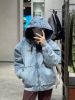 圖片 Adidas Originals Denim Padded Jacket 牛仔連帽外套 人造絨 丹寧 刷舊水洗 淺藍色 刺繡 厚磅 /預購