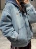 圖片 Adidas Originals Denim Padded Jacket 牛仔連帽外套 人造絨 丹寧 刷舊水洗 淺藍色 刺繡 厚磅 /預購