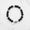 圖片 【客製水晶手串】守護 |黑曜石×黑髮晶 銀牌情侶對鍊| 大員囡仔