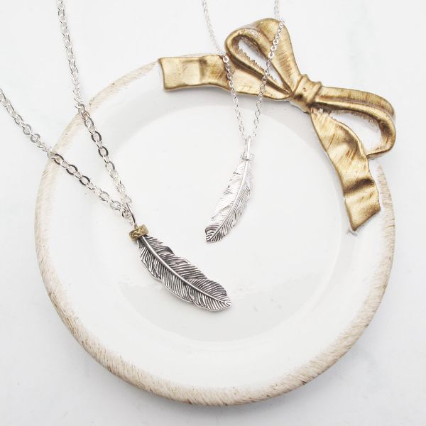 圖片 【純銀情侶對鍊】羽戀 | 復古×羽毛×鋯石對鍊 | 大員囡仔