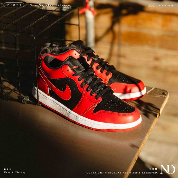 NICEDAY 現貨 Air Jordan 1 Low 紅黑 黑紅 反轉 禁穿 公牛 芝加哥 553558-606