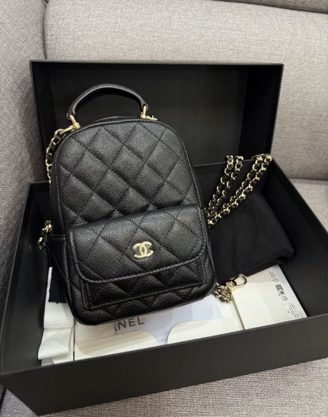 圖片 「M.Y精品」香奈兒 Chanel  小書包 後背包  手提包 荔枝黑淡金釦