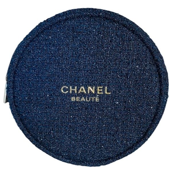 圖片 CHANEL 香奈兒美妝 2025聖誕限定粗花TWEED藍色圓餅化妝包