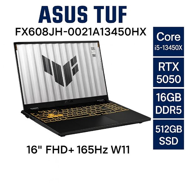 圖片 ⭐️ASUS TUF Gaming F16 FX608JH-0021A13450HX 御鐵灰 華碩13代軍規電競筆電/i5-13450HX/RTX5050 8G/16GB DDR5/512GB PCIe/16吋 16:10 FHD+ 165Hz/W11/含TUF電競滑鼠⭐️