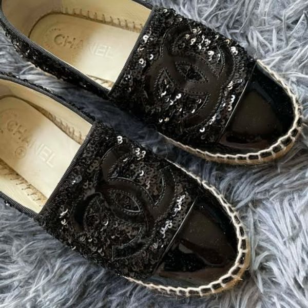 圖片 Chanel 黑色亮片經典漁夫鞋