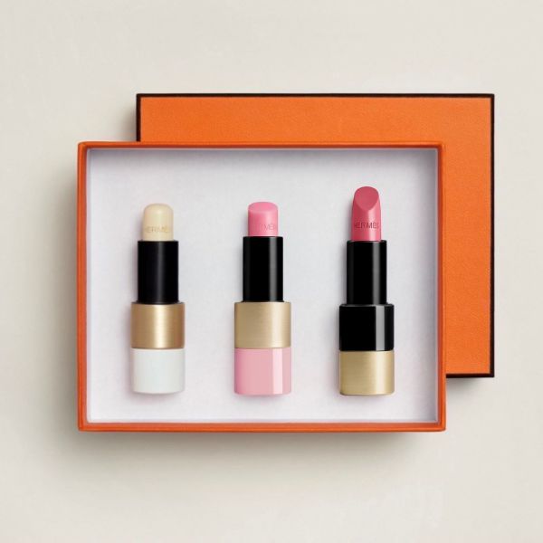 圖片 Hermès 愛馬仕彩妝 Rouge唇膏三入禮盒 - 護唇膏#透明/#27花瓣粉/#19蜜桃粉 - 精選禮盒/專櫃緞帶包裝