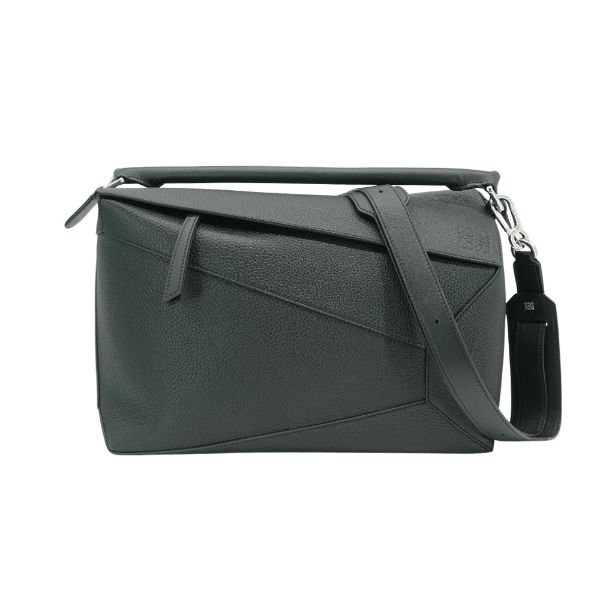 圖片 Loewe Large Puzzle 牛皮銀釦手提兩用包(黑)
