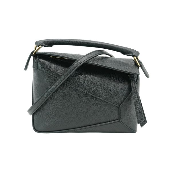 圖片 Loewe Mini Puzzle 牛皮金釦手提兩用包(黑)