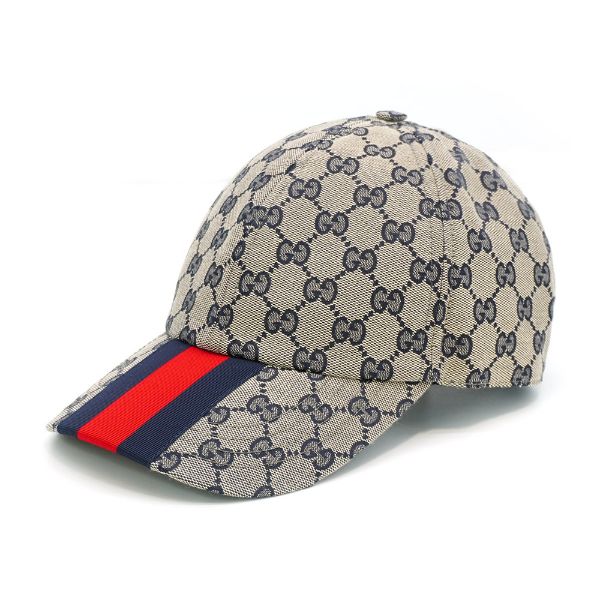 圖片 Gucci 經典雙G logo帆布紅藍線棒球帽#S(藍)