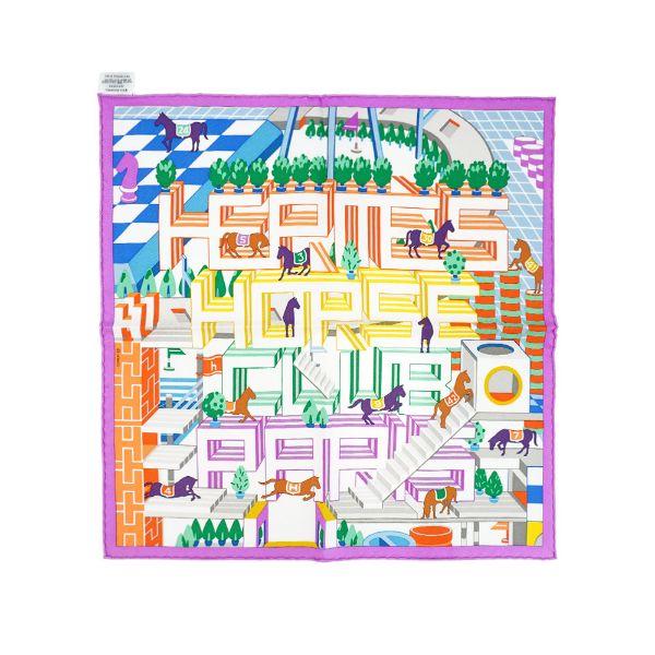 圖片 Hermes Horse Club 45 馬術俱樂部黑邊絲巾/方巾(紫/藍/橘)