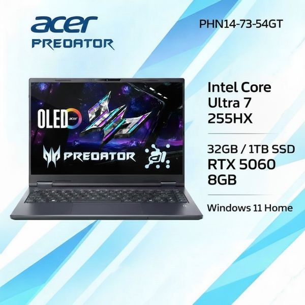 圖片 ACER 宏碁Predator 14.5吋 AI電競筆電 黑(Ultra7 255H/32G/1TB/RTX5060-8G/WIN11/PHN14-71-74GT)🎈送保護套/滑鼠墊/鍵盤膜🎈