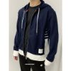圖片 Thom Browne TB 深藍 白色 拼接配色 連帽外套