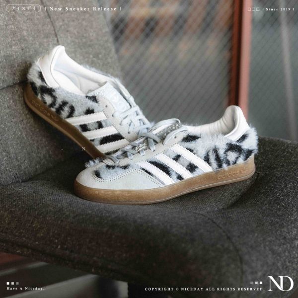 NICEDAY 代購 Adidas Gazelle Indoor X atmos Trinity Leopard 聯名 毛毛 焦糖底 灰藍 灰 豹紋 JS4598