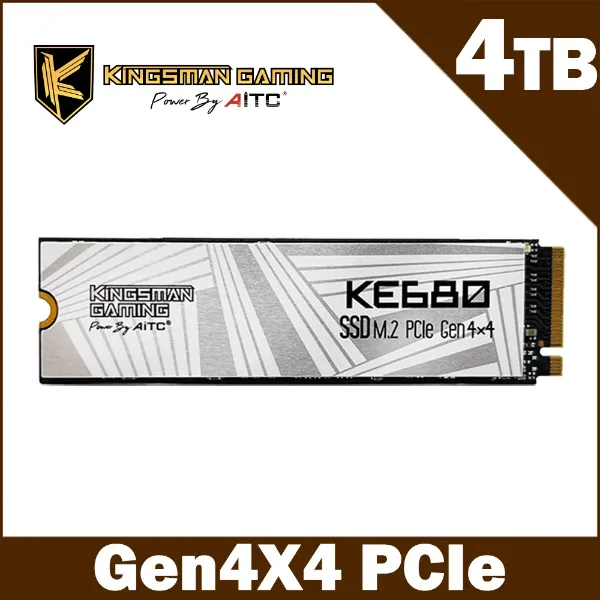 圖片 艾格 AITC KINGSMAN KE680 4TB M.2 PCIe NVMe Gen4x4 SSD固態硬碟