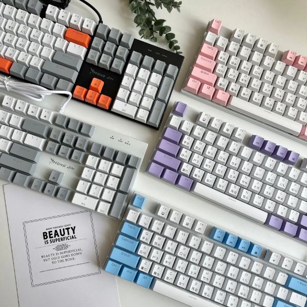圖片 HJ521 撞色夢幻機械式有線鍵盤