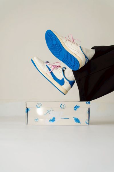 Travis Scott x Fragment Design x Nike Air Jordan 1 Low OG SP Sail Military Blue DM7866104