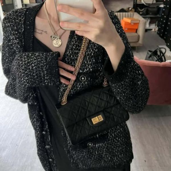 圖片 Chanel 黑金牛皮復刻2.55 mini 