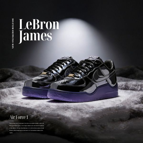 NICEDAY 代購 LeBron James x Air Force 1 聯名 小皇帝 詹姆斯 黑 黑魂 黑紫 冰底 IO6129-001