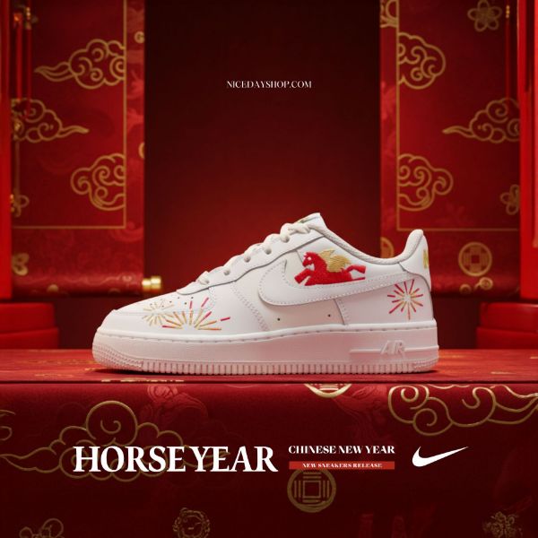 NICEDAY 代購 Nike Air Force 1 CNY 大童 馬年 新年 春節 農曆 馬 刺繡 煙火 脫韁野馬 IQ1133-111
