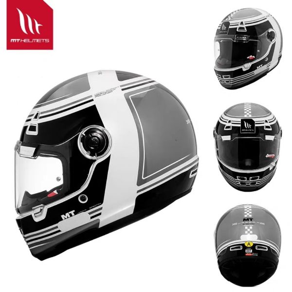 圖片 【台中硬了安全帽】MT Jarama 加拉瑪 黑白灰波譜 彩繪 復古全罩式安全帽