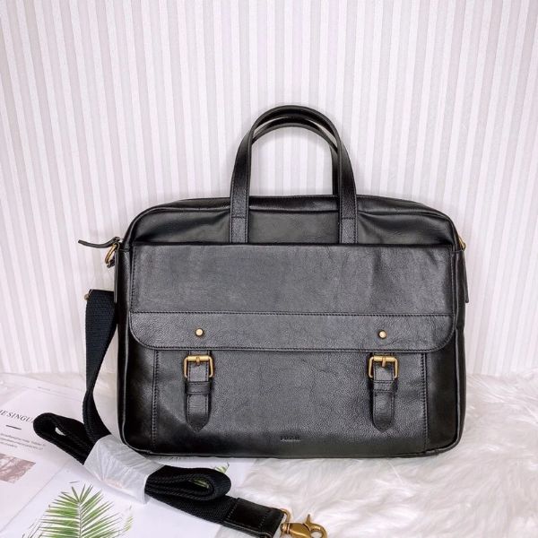 圖片 Fossil 男款公事包 細紋牛皮公事包 手提斜背包 電腦包