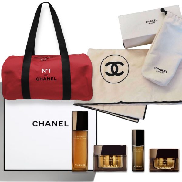 圖片 CHANEL 香奈兒保養 奢華極萃肽金禮盒附經典LOGO蓋毯旅行袋- 精選禮盒/專櫃緞帶包裝