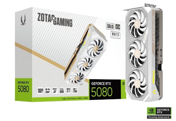 圖片 ZOTAC RTX5080 SOLID OC White Edition(2640MHz/33cm/三風扇/註五年/白色)