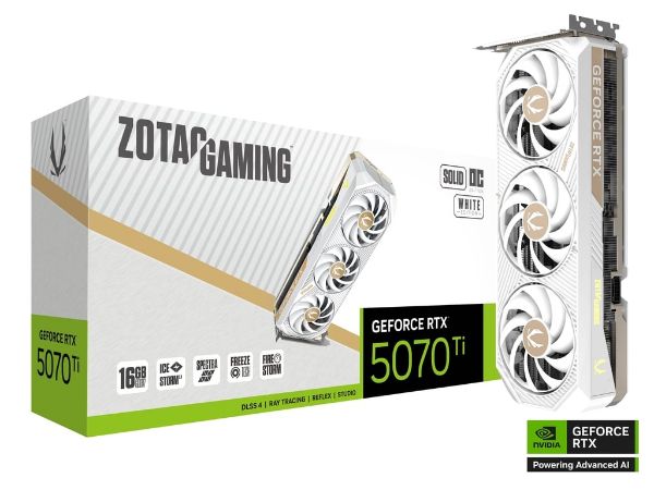 圖片 ZOTAC RTX5070Ti SOLID CORE OC White Edition(2482MHz/31cm/註五年)