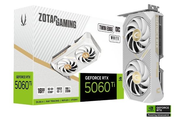 圖片 ZOTAC RTX5060Ti 16GB Twin Edge OC White Edition(2602MHz/22cm/雙風扇/註五年)