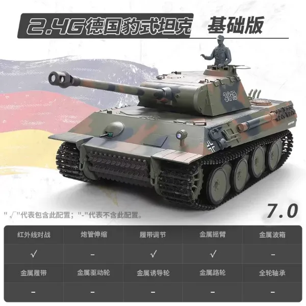 圖片 [酷飛] 恆龍遙控坦克金屬履帶式玩具車軍事模型成人男孩電動3819-1遙控車 豹式-基礎版