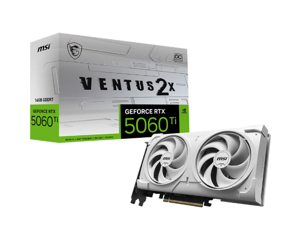 圖片 微星 RTX5060Ti 16G VENTUS 2X OC WHITE PLUS(2617MHz/23cm/雙風扇/白色)