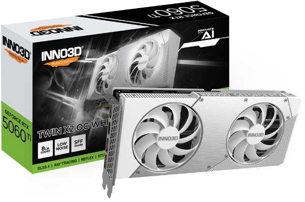 圖片 INNO3D RTX5060Ti 8GB TWIN X2 OC WHITE(2602MHz/25cm/註四年/雙風扇/映雪)