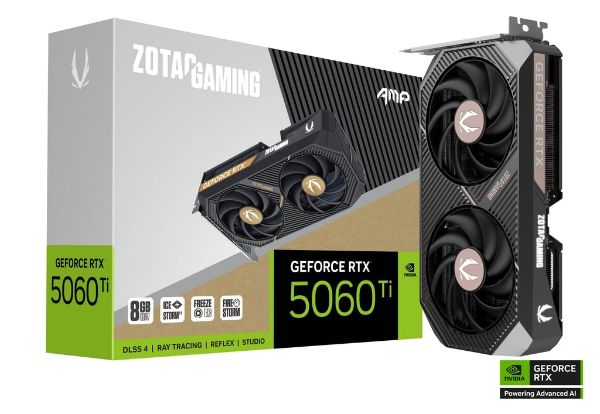 圖片 ZOTAC RTX5060Ti 8GB AMP(2632MHz/22cm/雙風扇/註冊五年保)金屬背板