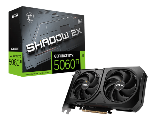 圖片 微星 RTX5060Ti 8G SHADOW 2X OC PLUS(2617MHz/23cm/雙風扇/註四年)