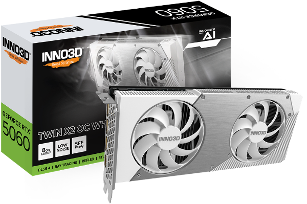 圖片 INNO3D RTX5060 8GB TWIN X2 OC WHITE(2527MHz/25cm/超頻雙風扇/映雪)