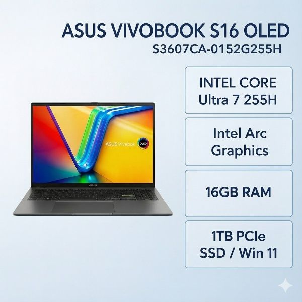 圖片 ⭐️ASUS 華碩Vivobook S16 OLED 16吋AI文書效能筆電灰色(Ultra 7 255H/16GB/1TB/WIN11/S3607CA-0152G255H)⭐️