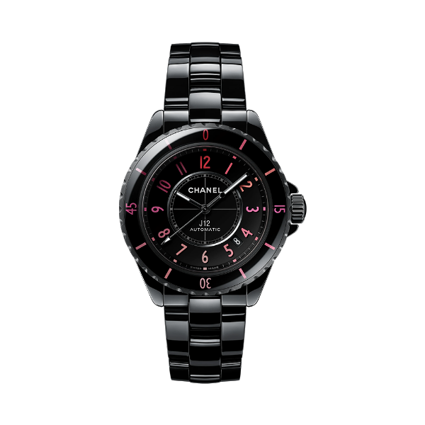 圖片 【CHANEL】香奈兒 BLUSH 限定系列 J12 黑色陶瓷 H10312 桃粉色數字時標 38mm