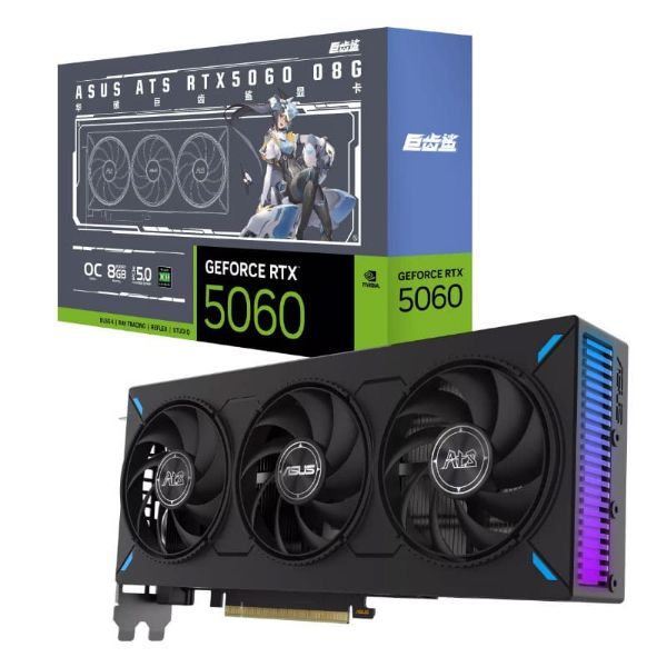 圖片 華碩 ATS-RTX5060-O8G 巨齒鯊(2595MHz/27cm/三風扇/免註冊五年保)金屬背板