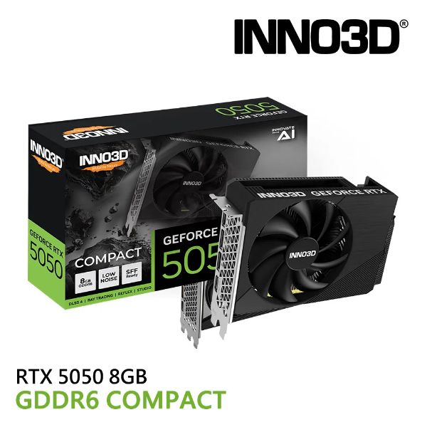 圖片 INNO3D RTX5050 8GB COMPACT(2572MHz/25cm/單風扇/註冊四年) 
